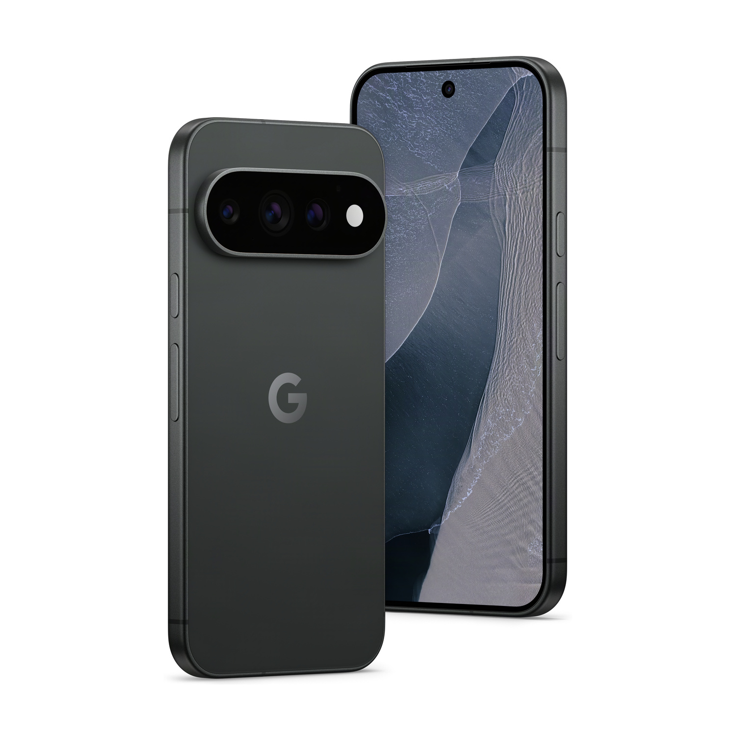 Due smartphone scuri uno accanto all'altro, uno mostra la fotocamera, l'altro lo schermo.