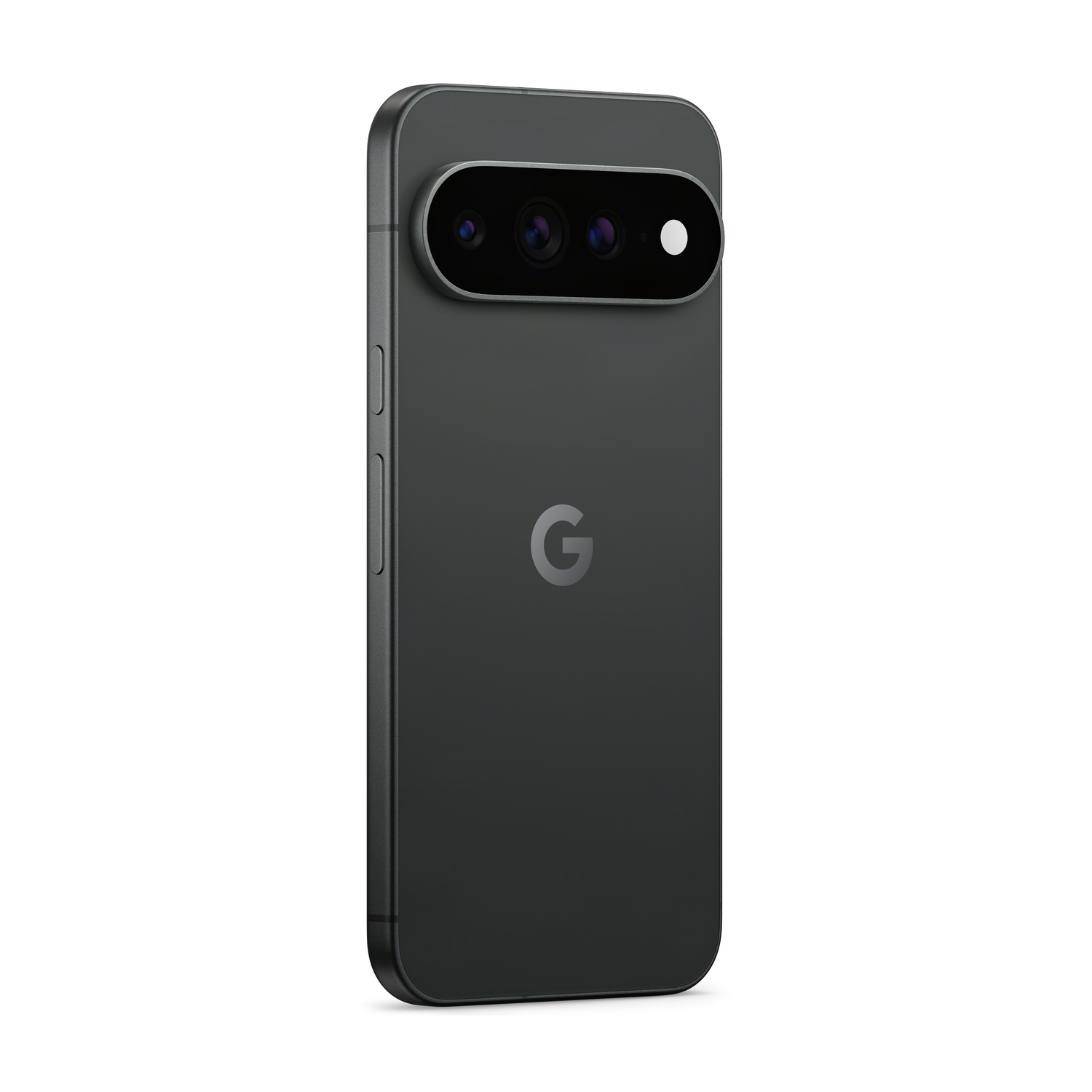 Uno smartphone Google Pixel scuro con tre fotocamere e un flash.