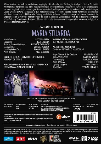DVD-Rückseite: Opernproduktion mit Besetzungsliste, Bildern und technischen Details.