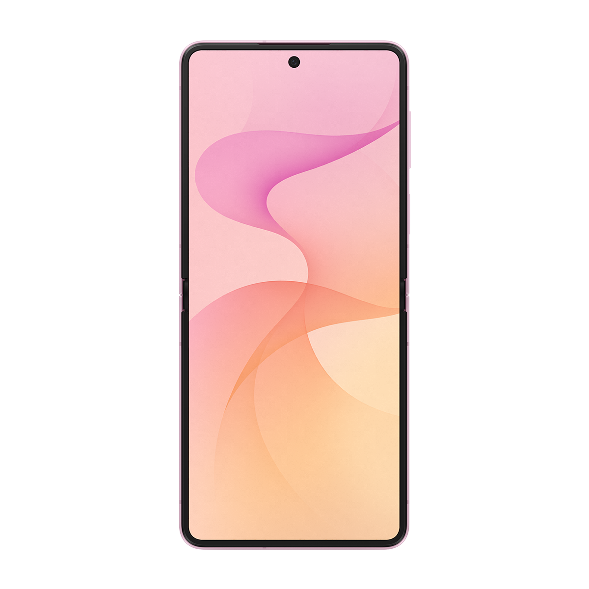 Renkli duvar kağıtlı kapalı pembe kapaklı telefon.