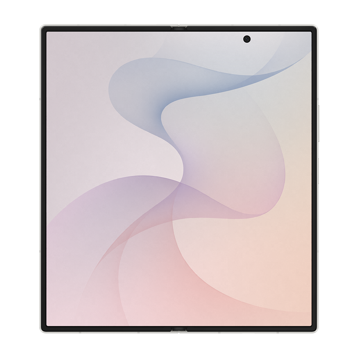 Ekranında soyut pastel dalga deseni gösteren açık bir akıllı telefon.