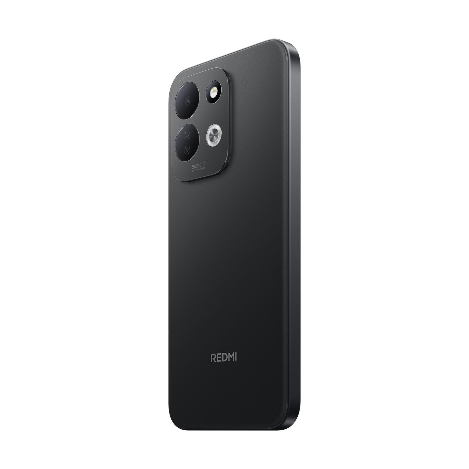 Uno smartphone nero con tre fotocamere e il logo REDMI.