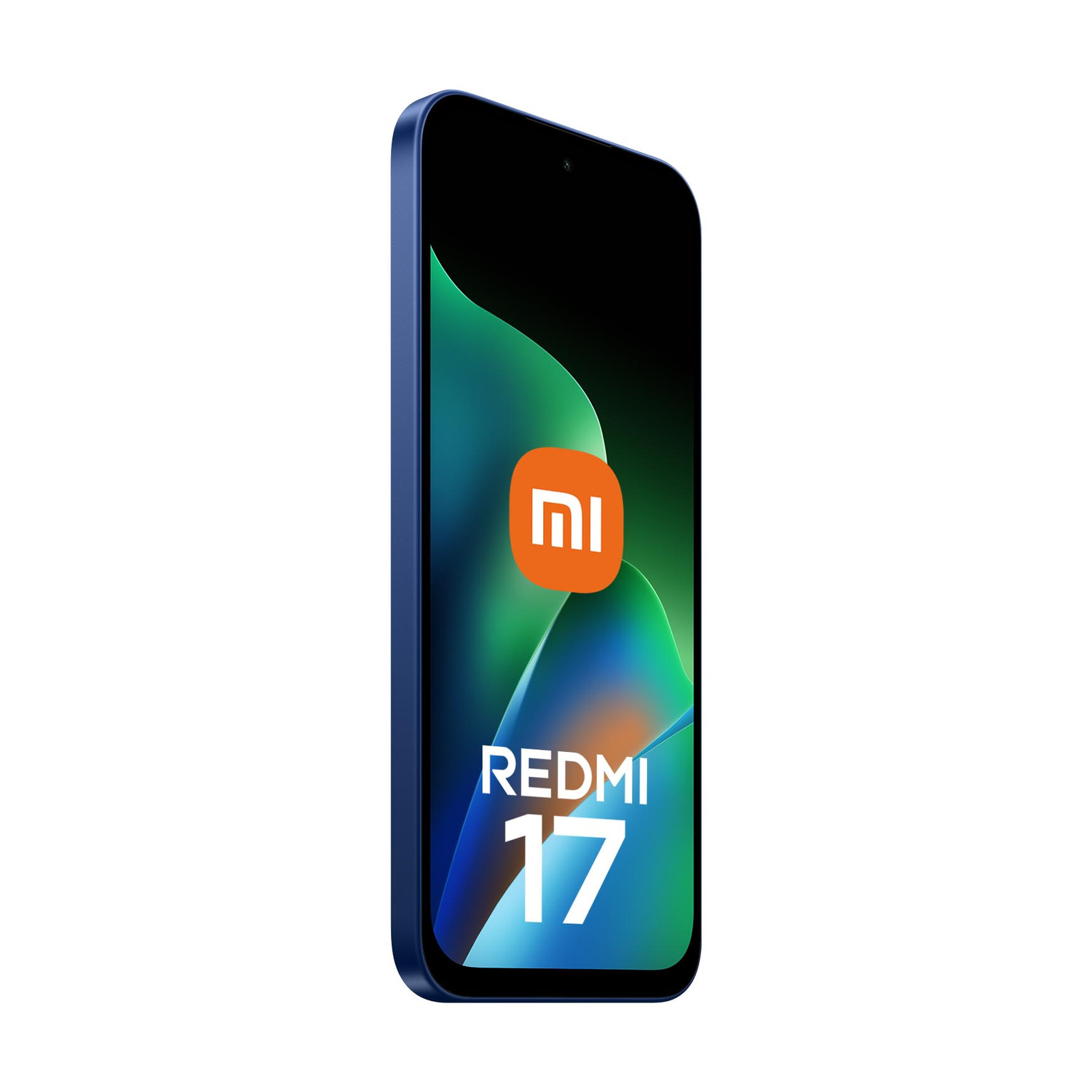 Uno smartphone blu con il logo Xiaomi e la scritta REDMI 17.