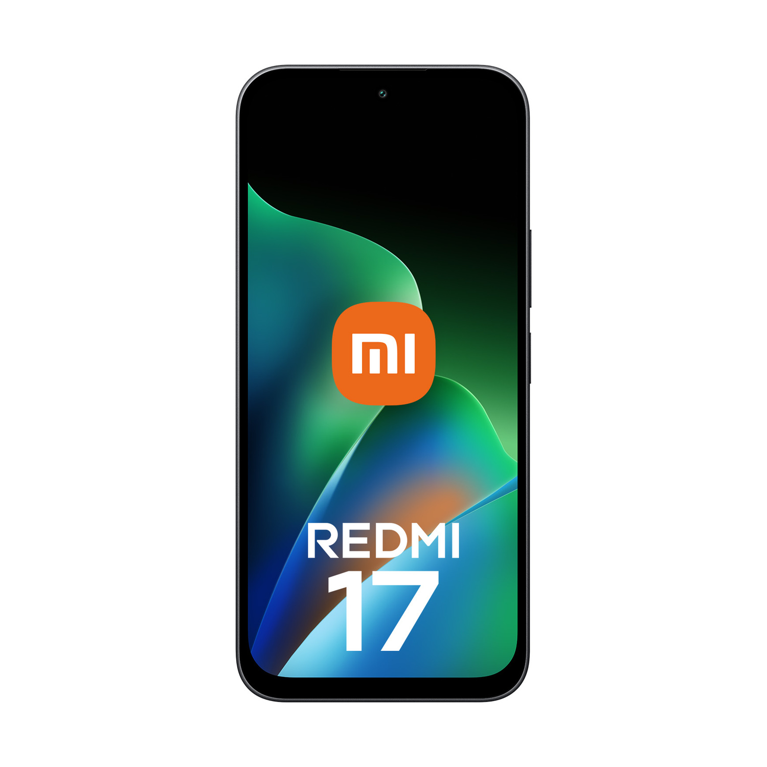 Uno smartphone con logo Mi arancione e scritta REDMI 17.