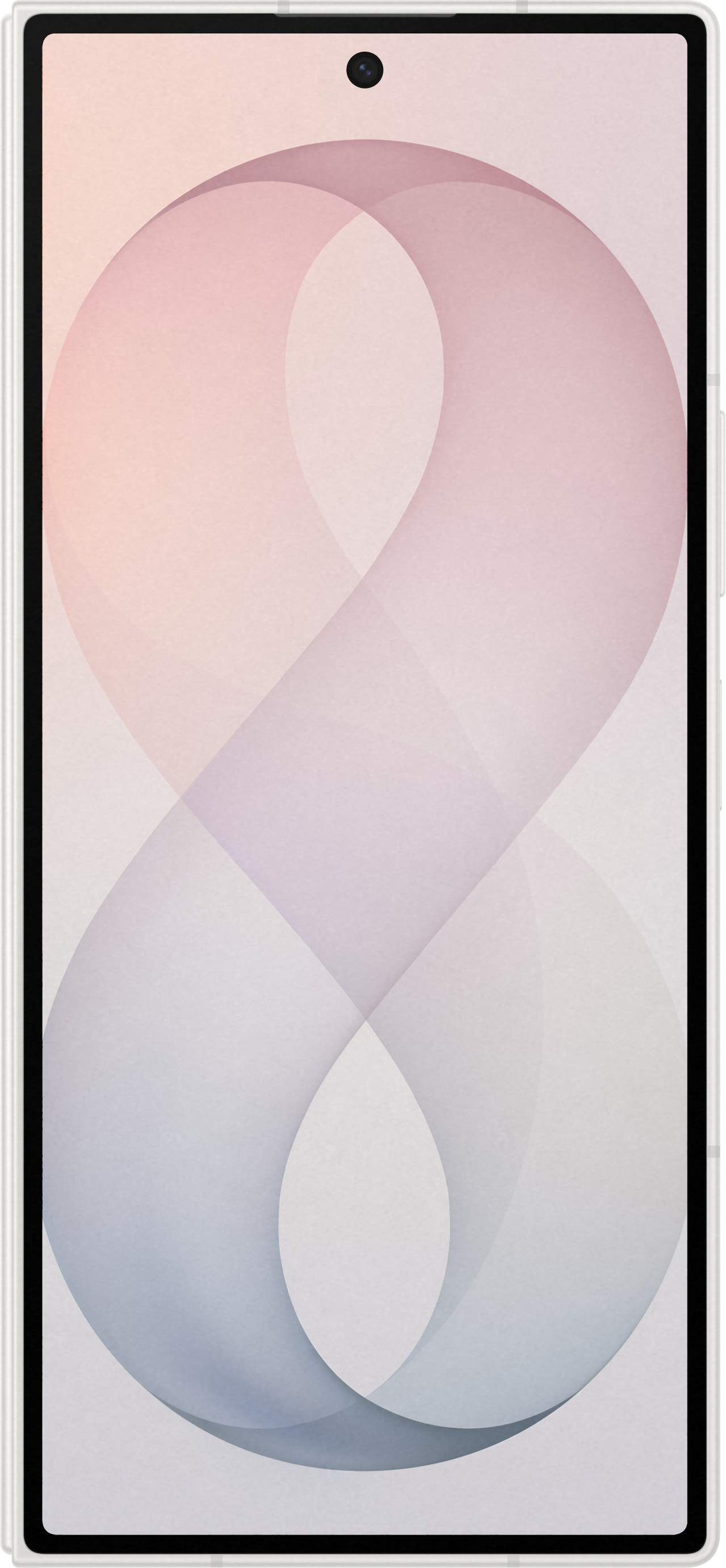 Ein Smartphone mit einem achtförmigen Muster in Pastelltönen auf dem Bildschirm.