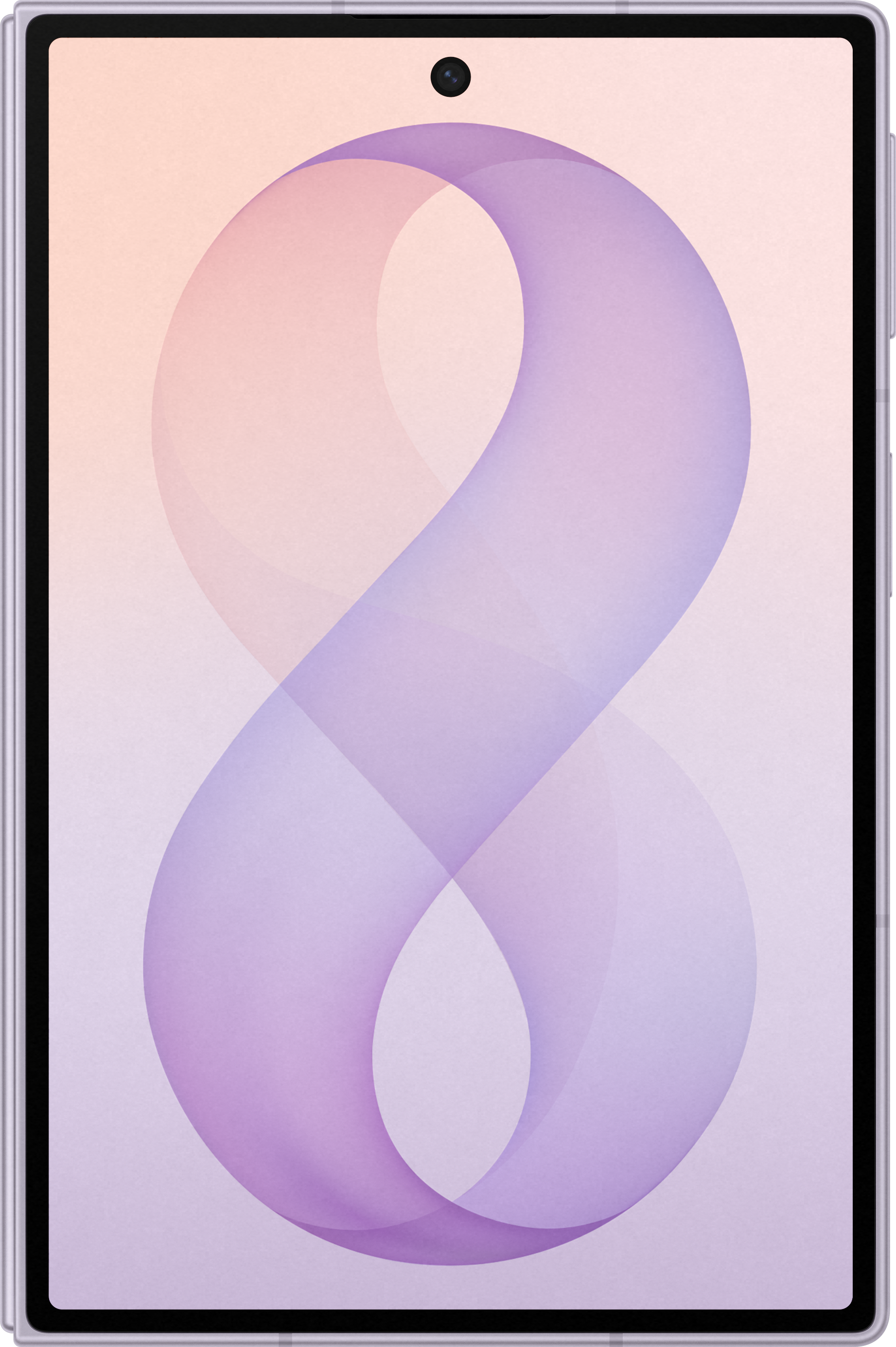 Ein Tablet mit einem achtförmigen lila-rosa Muster auf dem Bildschirm.