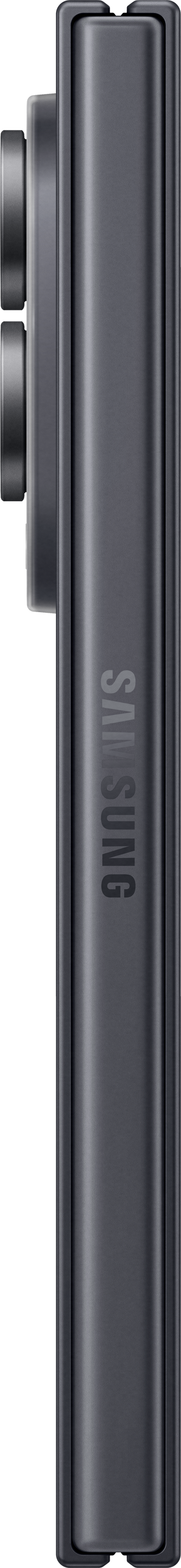 Dunkelgraues Smartphone im Profil mit Samsung-Logo auf der Seite.