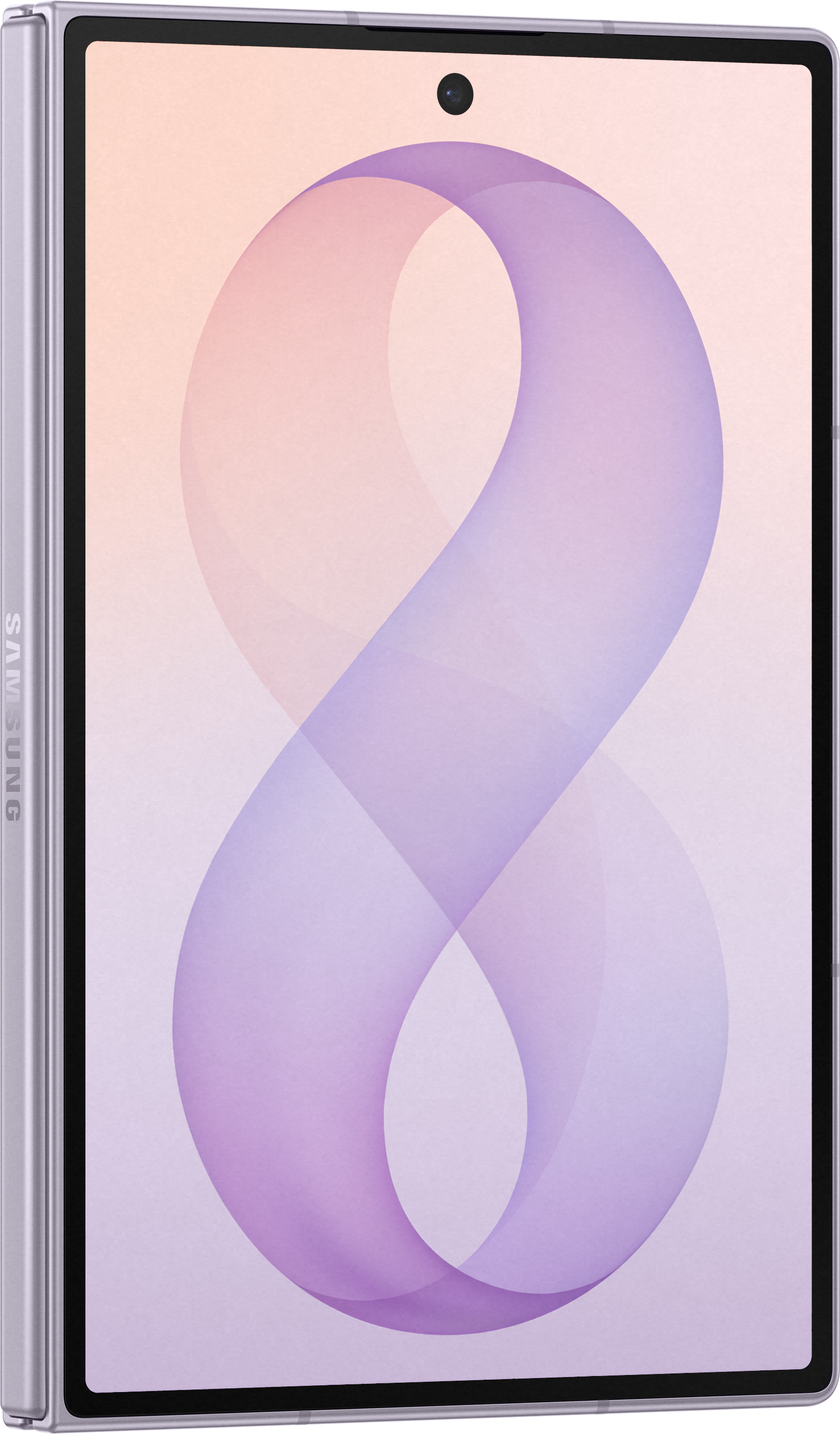 Ein lila Smartphone mit einem Wellenmuster auf dem Bildschirm.