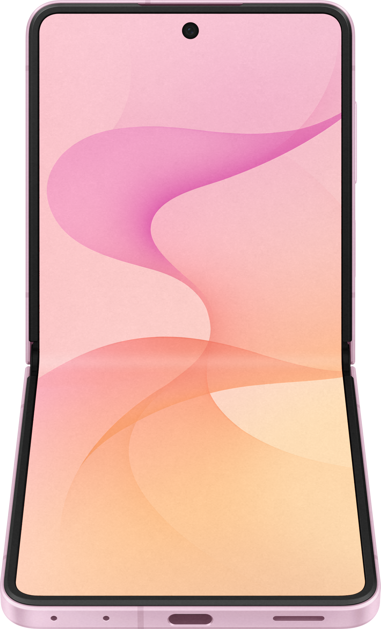 Ein rosa faltbares Smartphone mit einem fließenden Muster auf dem Bildschirm.