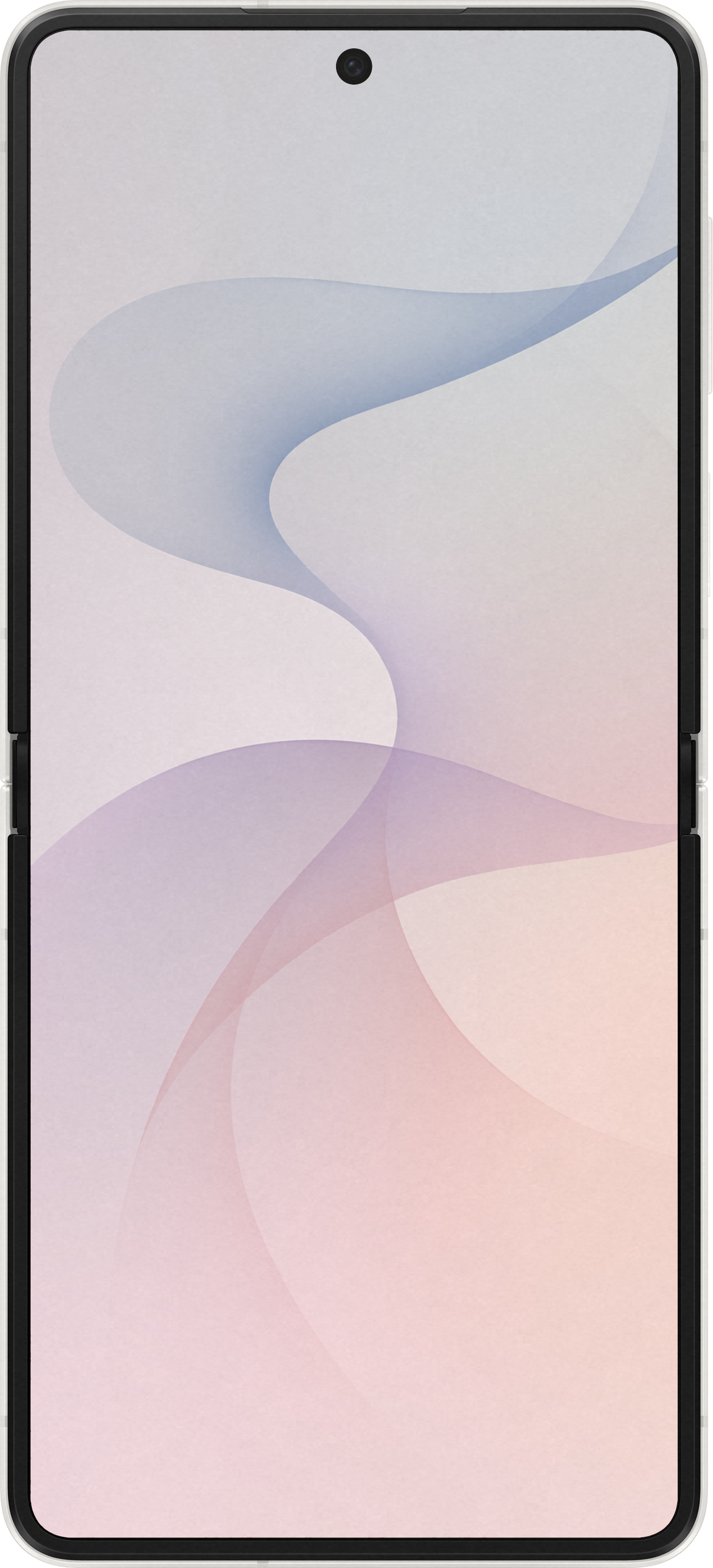 Ein Smartphone mit einem sanften Wellenmuster in Pastelltönen auf dem Bildschirm.