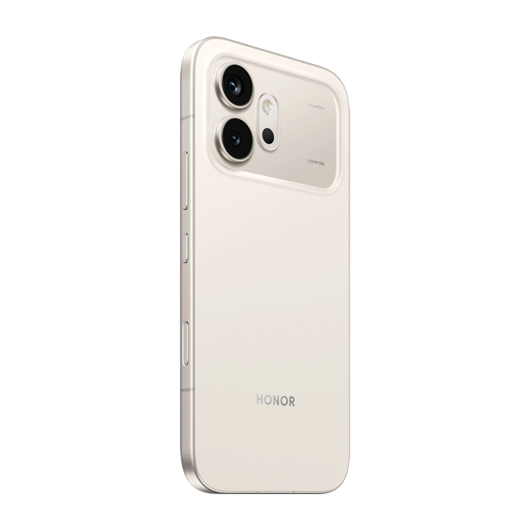 Un smartphone Honor beige claro con dos lentes de cámara en la parte trasera.