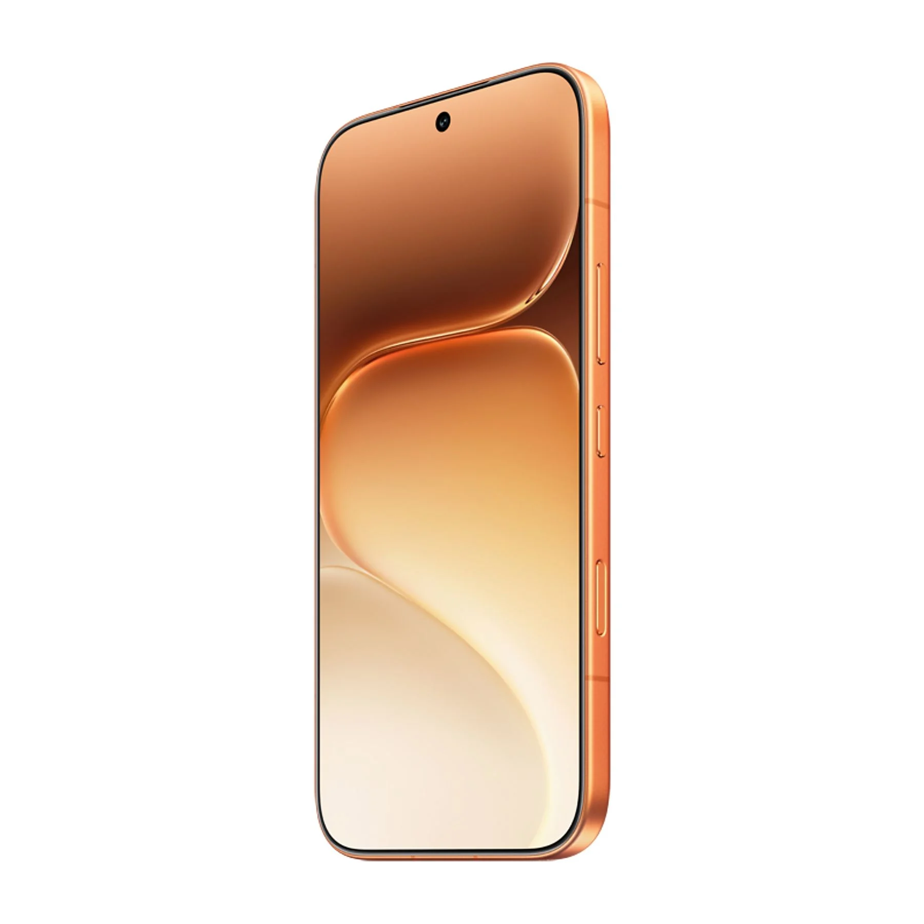 Un smartphone color bronce con esquinas redondeadas y un recorte de cámara.