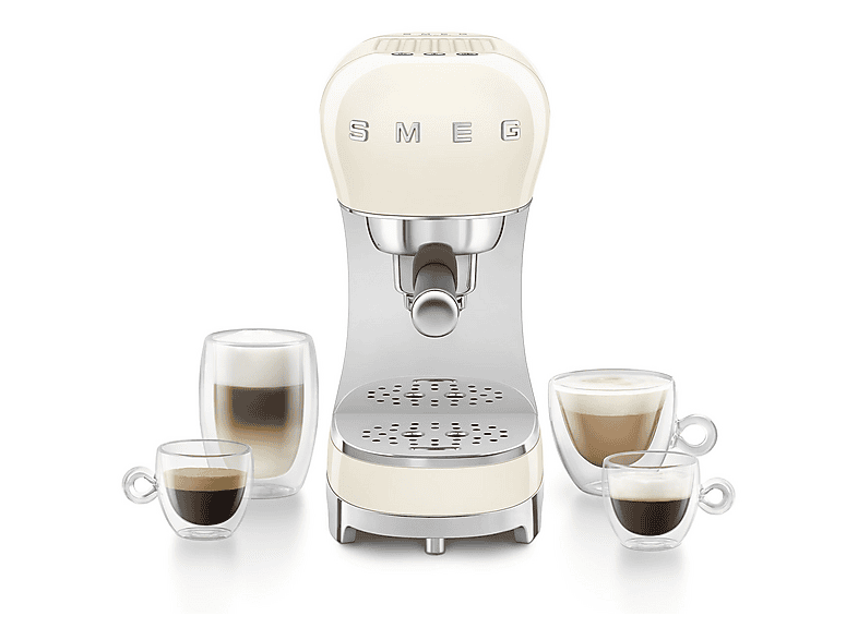 Cafetera express - Smeg ECF12CREU, 15 bar, 1350 W, 2 Tazas, Incluye Espumador de leche, Sistema calentamiento Thermoblock, Crema – imagen 2