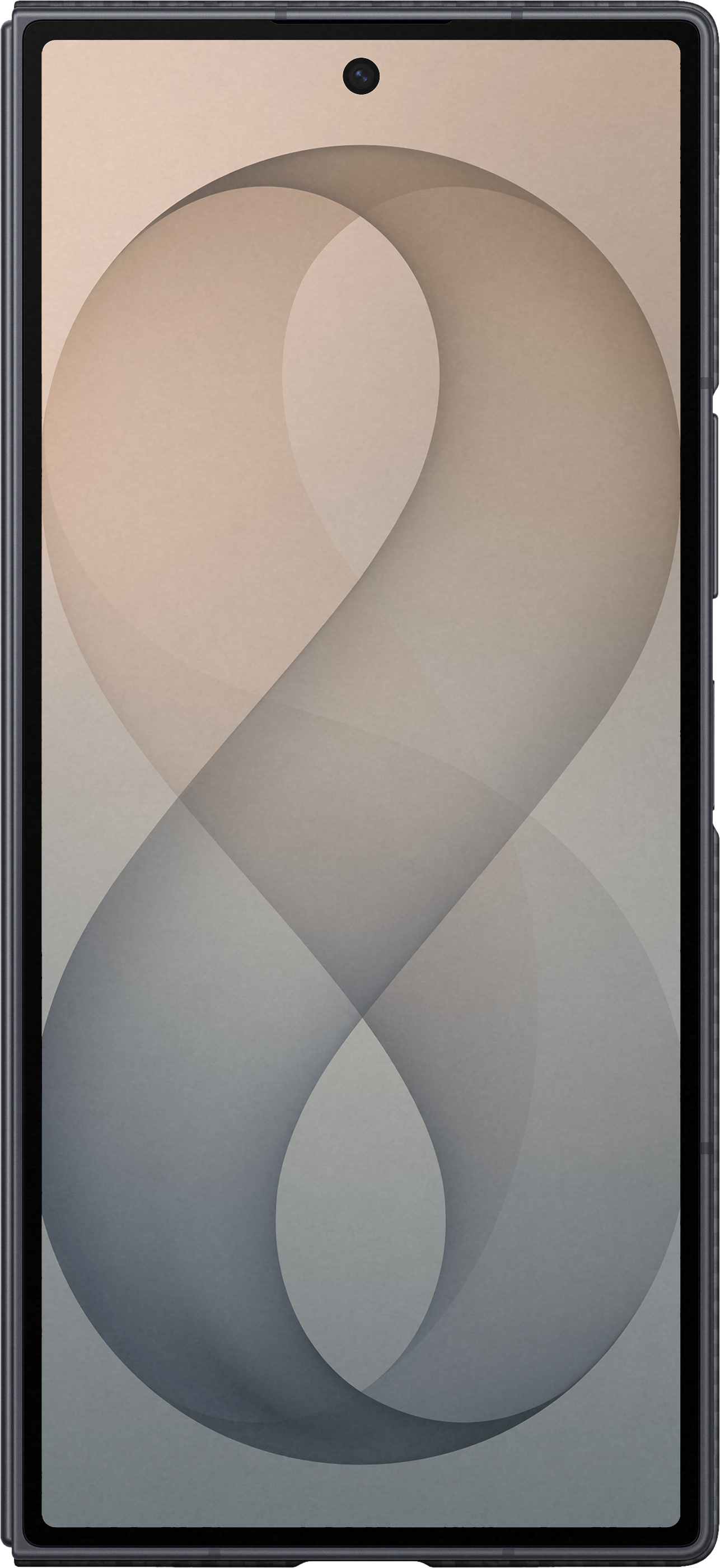 Uno smartphone con uno sfondo astratto sui toni del grigio e del beige.