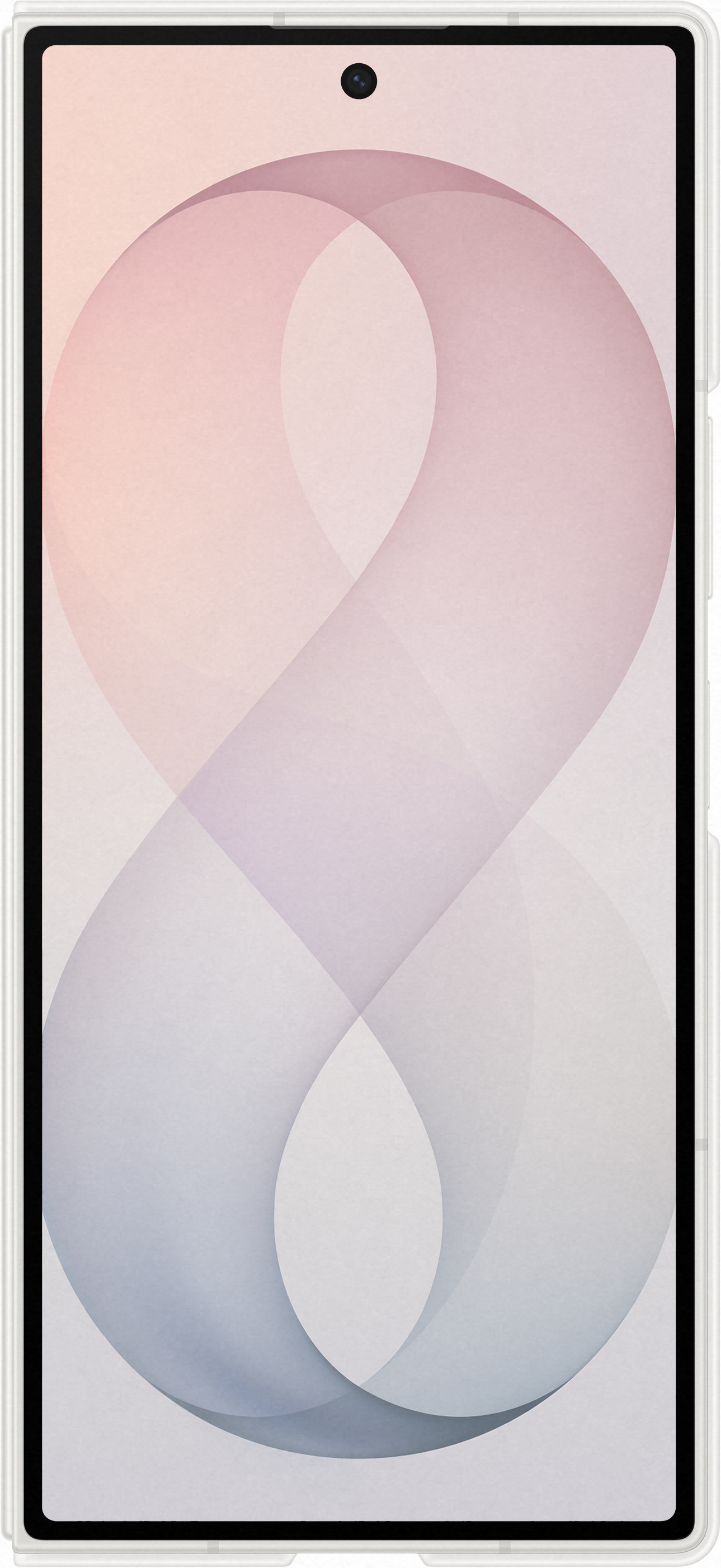 Uno smartphone con uno sfondo astratto a forma di otto in tenui colori pastello.