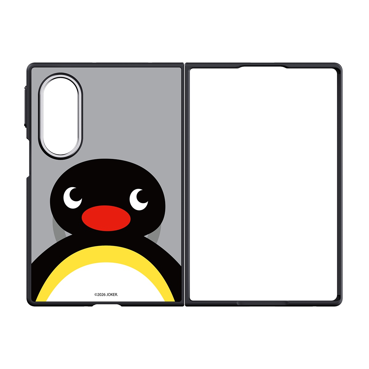 Sol yarıda çizgi film penguenli gri telefon kılıfı.