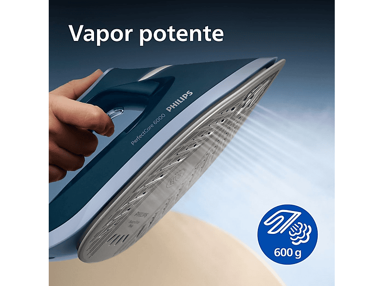 Centro de planchado - Philips PSG6023/20, OptimalTEMP, Sin Quemaduras, ProVelocity, 2400 W, 6,5 bar, 500 g/min, SteamGlide Plus, 1,8 L, Azul OscurO – imagen 2