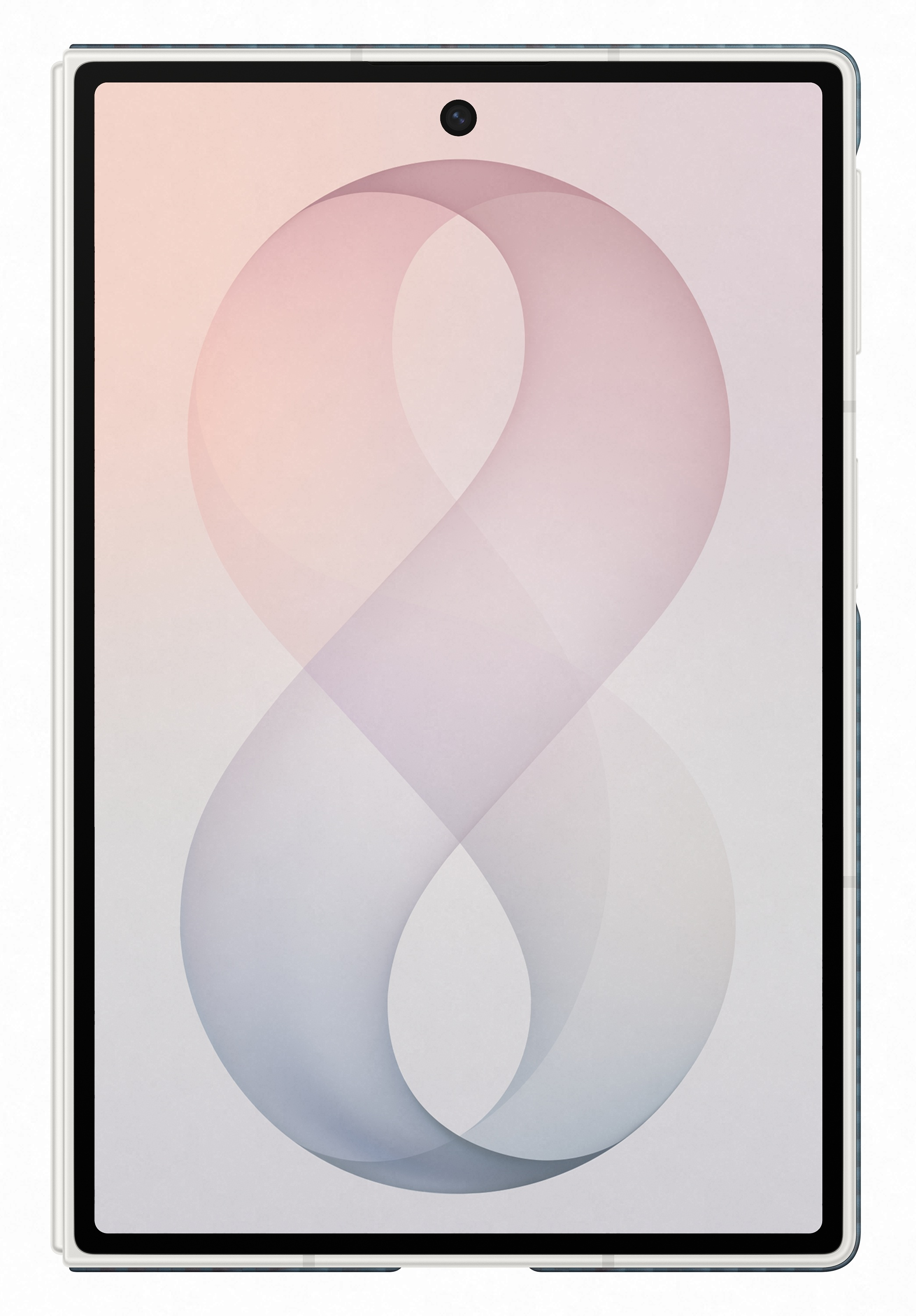 Tablet z symbolem nieskończoności w pastelowych kolorach.