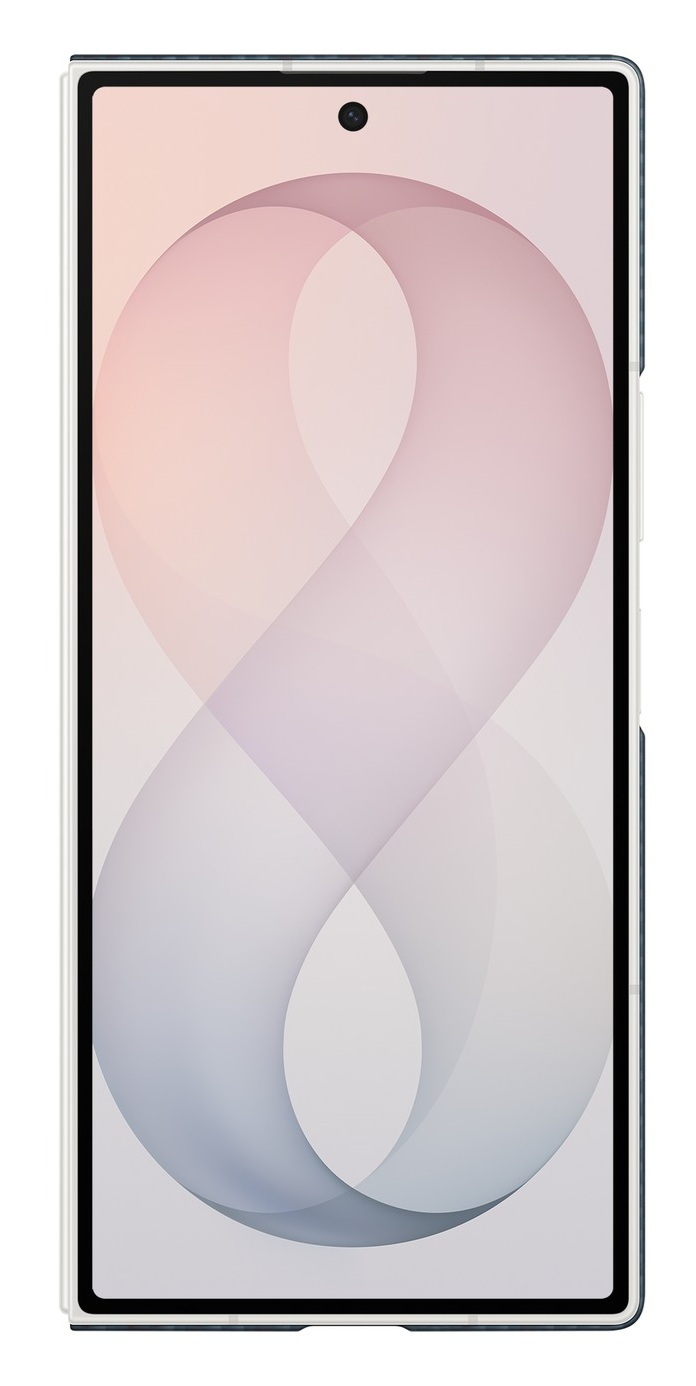 Smartfon z abstrakcyjnym, pastelowym wzorem fal na ekranie.