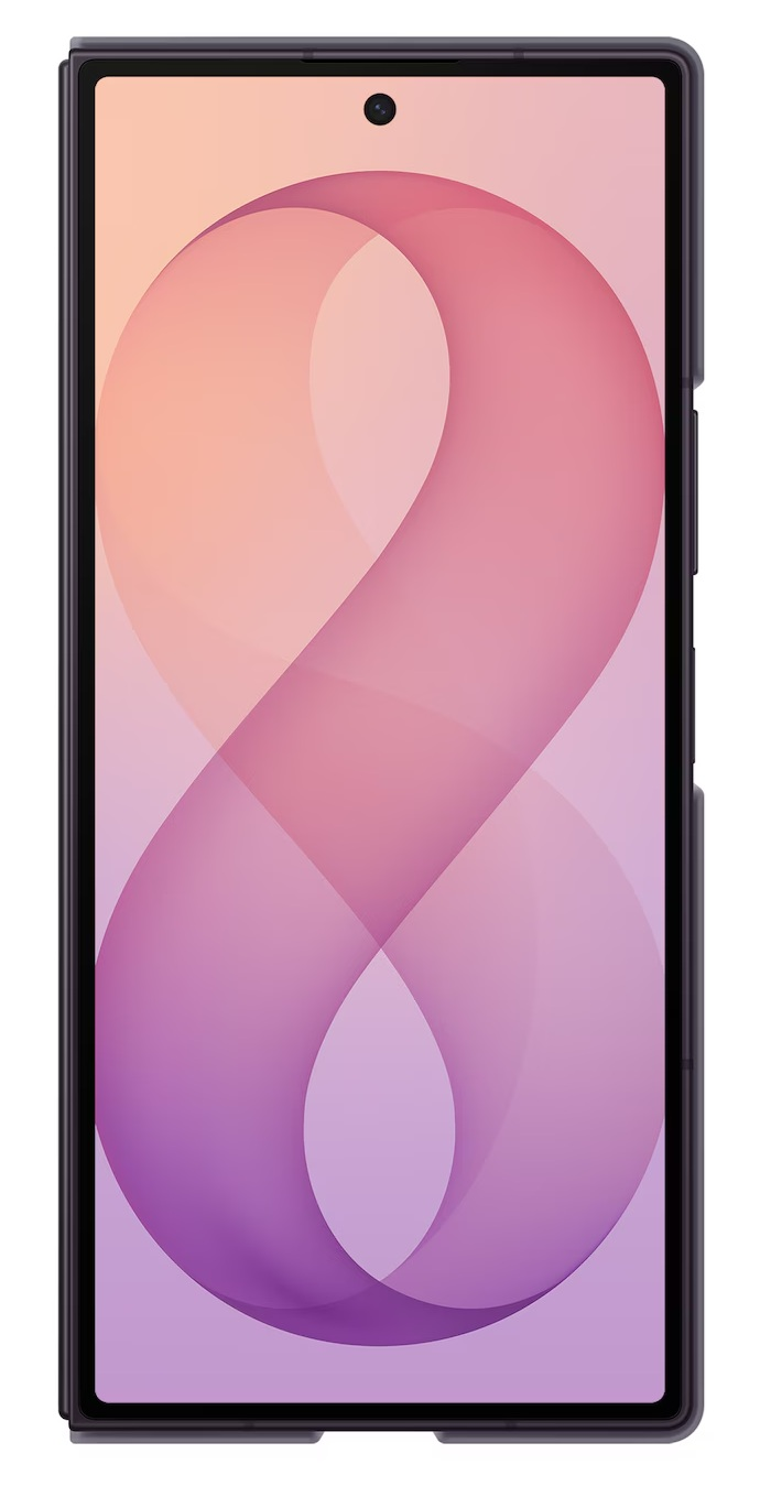 Smartfon z ró żowym tłem w kształcie ósemki.