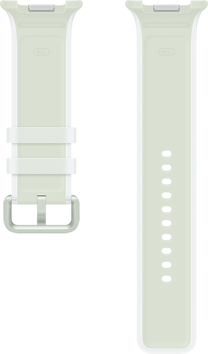 Zwei hellgrüne Uhrenarmbänder mit silbernen Schnallen und Lochreihen.