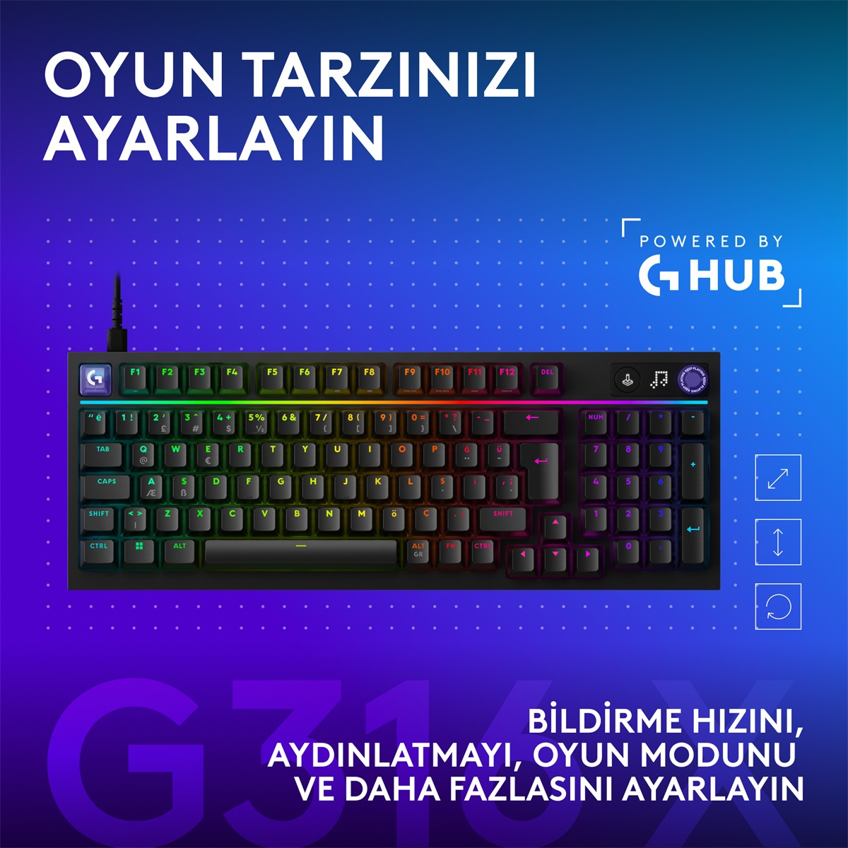 LOGITECH G316 X 98 Kablolu Oyuncu Klavyesi - Türkçe Tuş Dizimi Tactile Siyah 920-014194