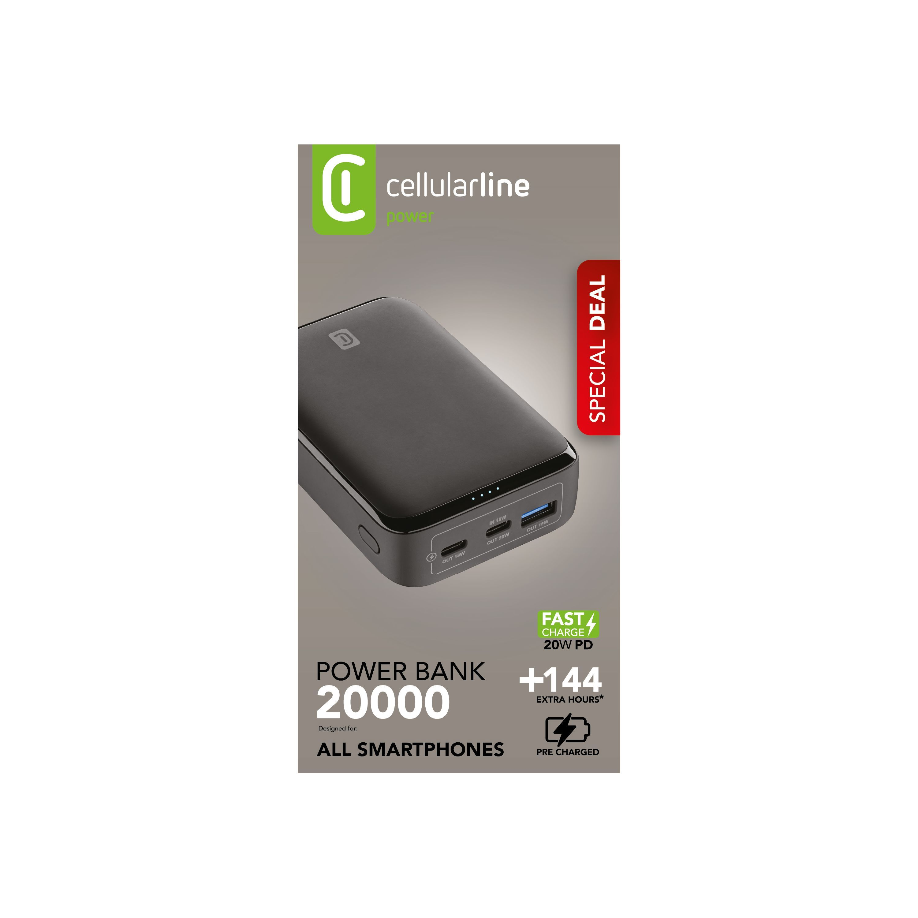 20W PD hızlı şarjlı siyah 20000 power bank.