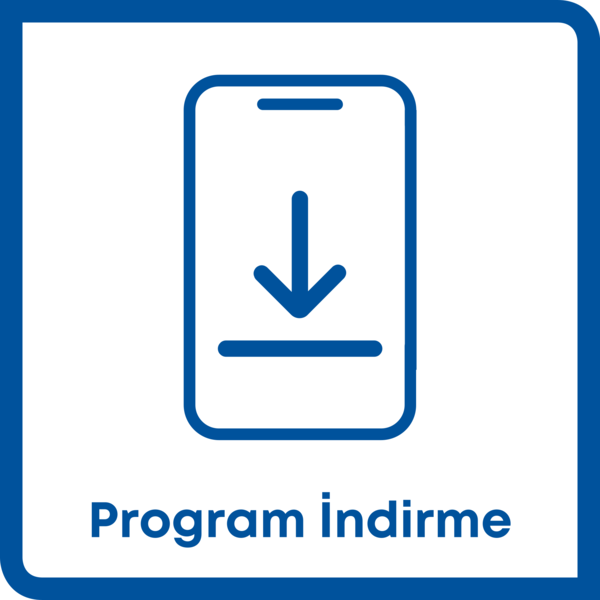 İndirme oku olan mavi bir akıllı telefon ikonu.