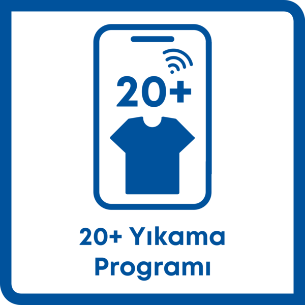 Akıllı telefon ikonu tişörtlü, 20+ yıkama programı