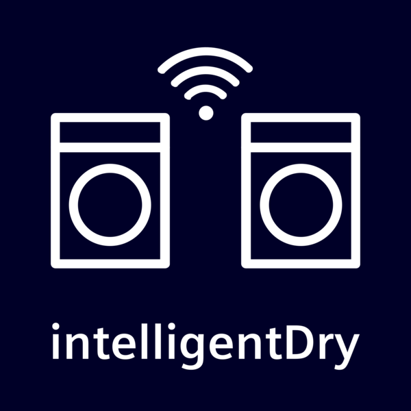 WiFi sembollü ve 'intelligentDry' yazılı iki beyaz kurutucu.