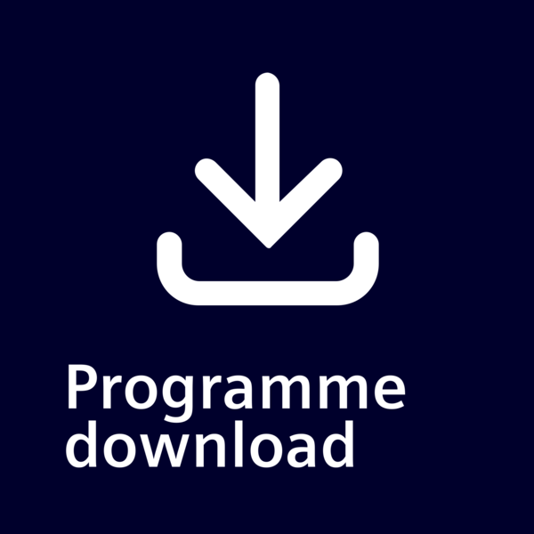 Simge: Kase üzerinde beyaz aşağı ok, altında 'Programme download' yazısı.