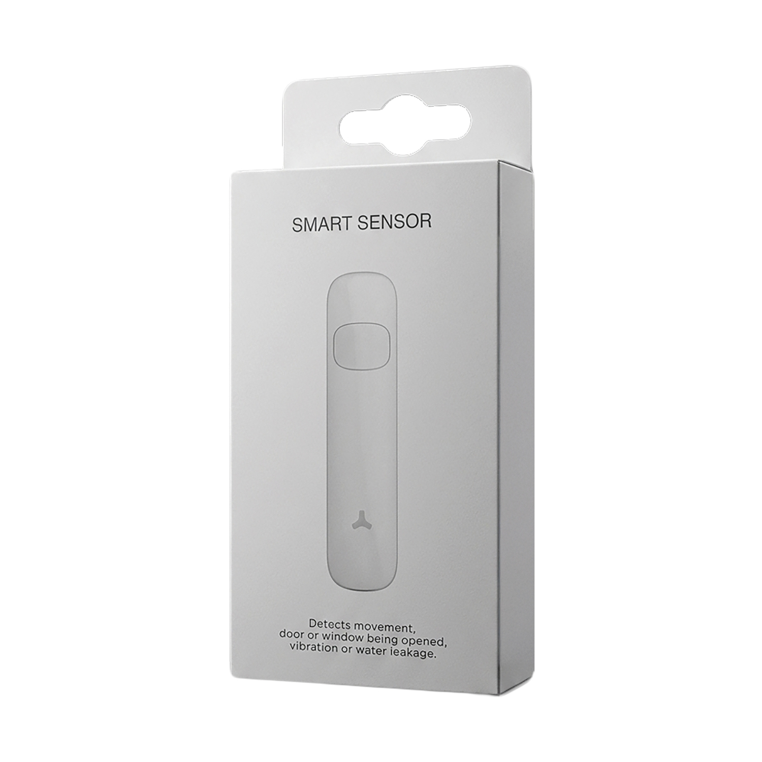 Scatola bianca per un sensore smart bianco che rileva il movimento.
