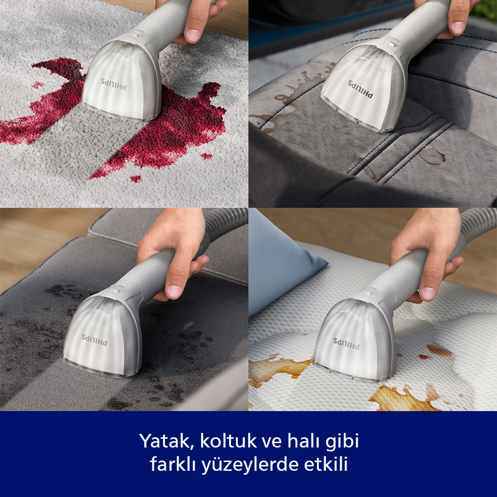 Cihaz halı, koltuk ve yatak lekelerini temizler.