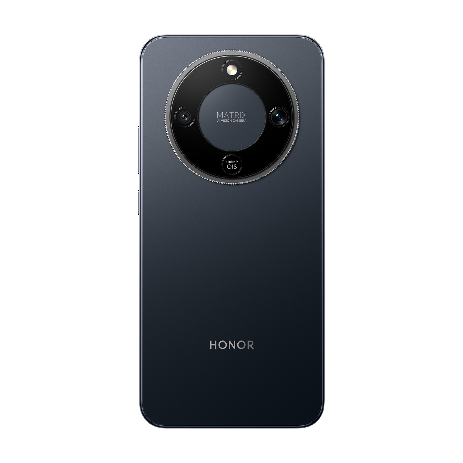 Smartphone Honor blu scuro con modulo fotocamera circolare e testo 'HONOR'.