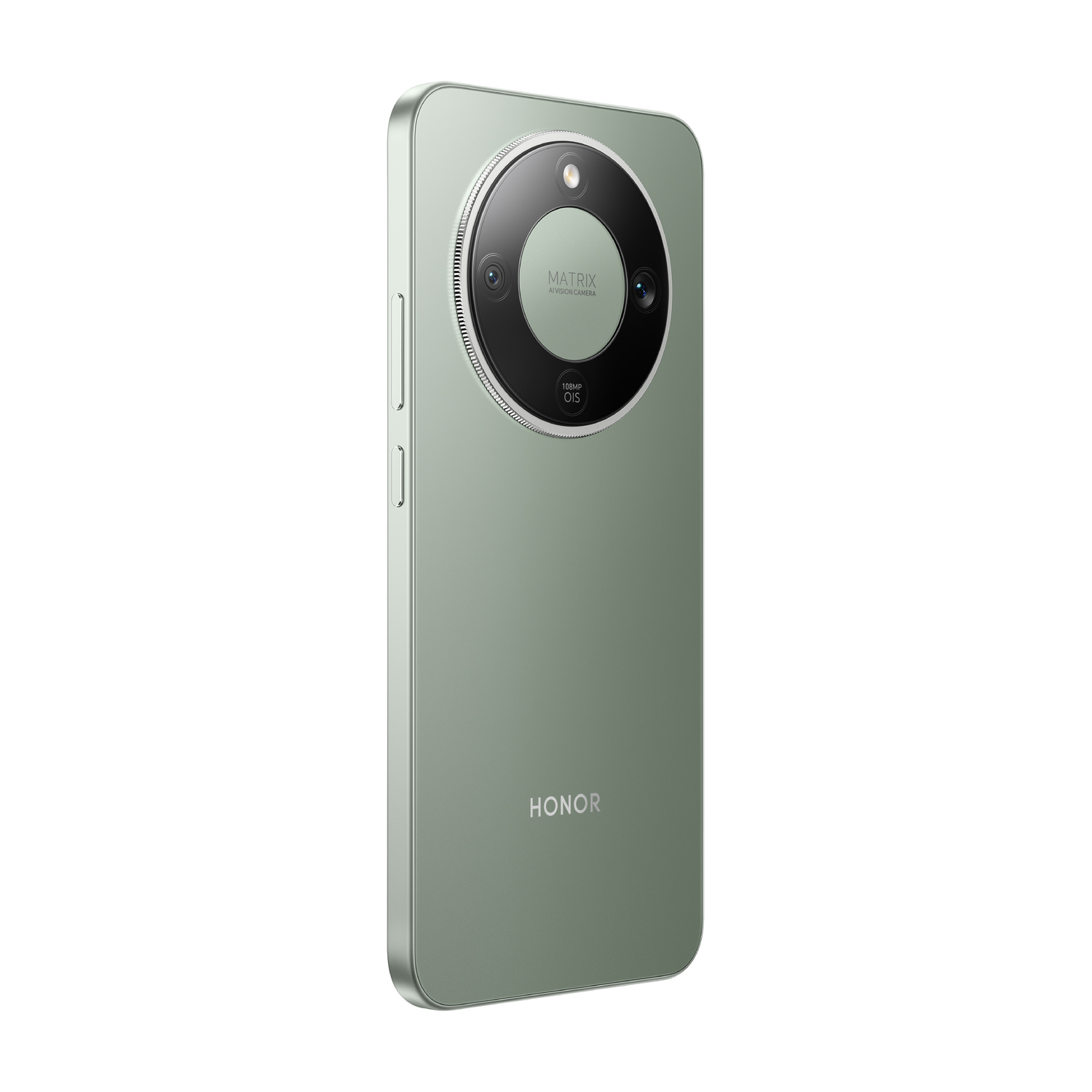 Uno smartphone verde chiaro con fotocamera Matrix AI Vision e logo HONOR.