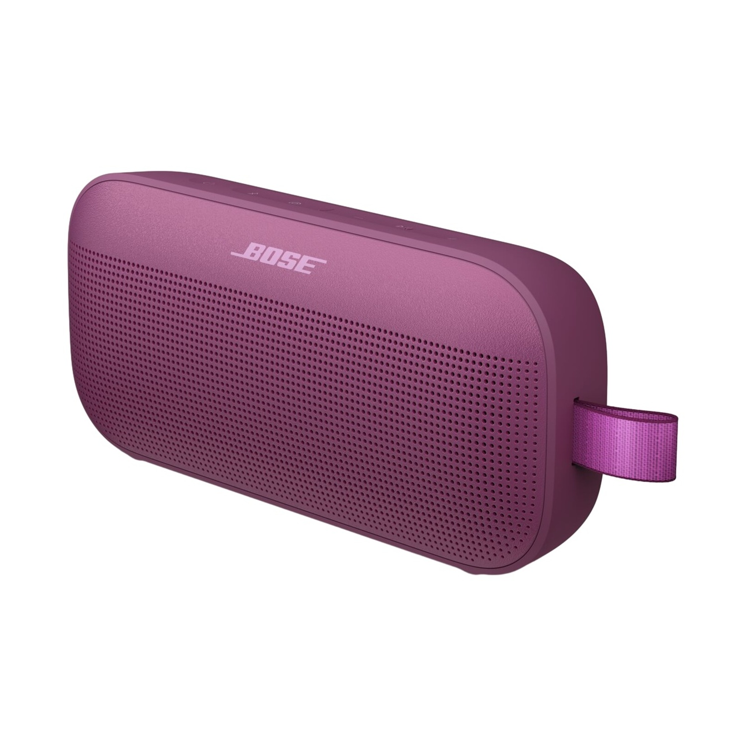 Altoparlante Bose viola con cinghia.