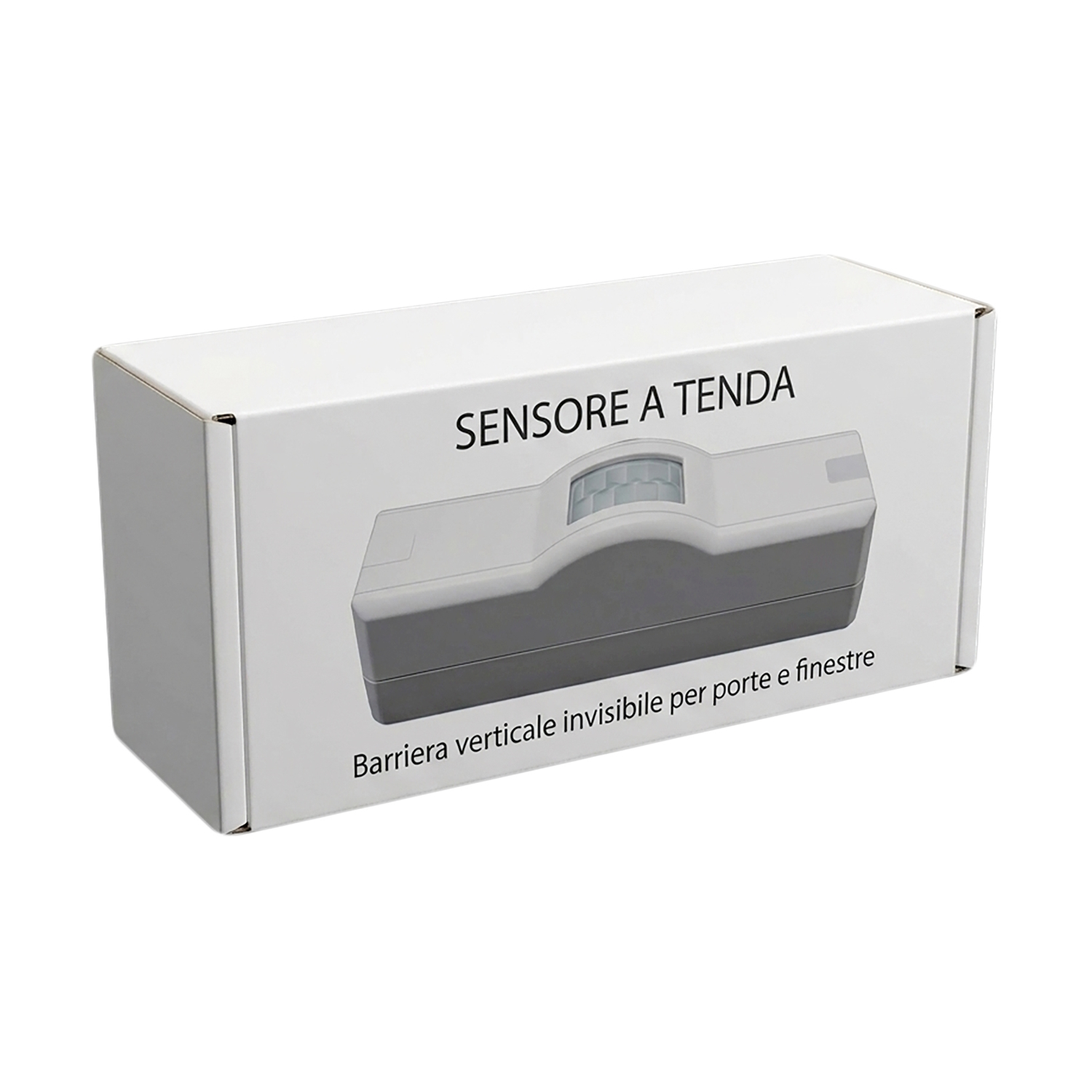 Scatola bianca con immagine di un sensore verticale invisibile per porte e finestre.