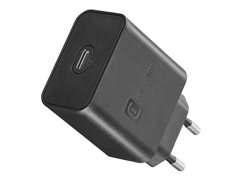 Cargador móvil - CellularLine Super Fast Charger GaN+, 45W, Carga rápida, USB C, Universal, Negro