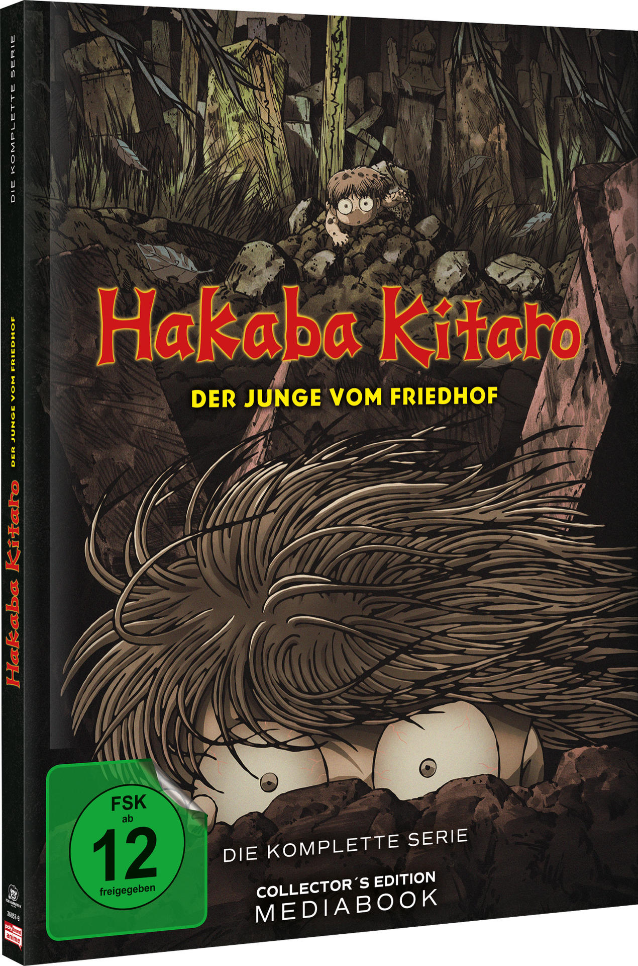 Ein Anime-Mediabook mit Kitaro, der aus einem Friedhof hervorlugt.