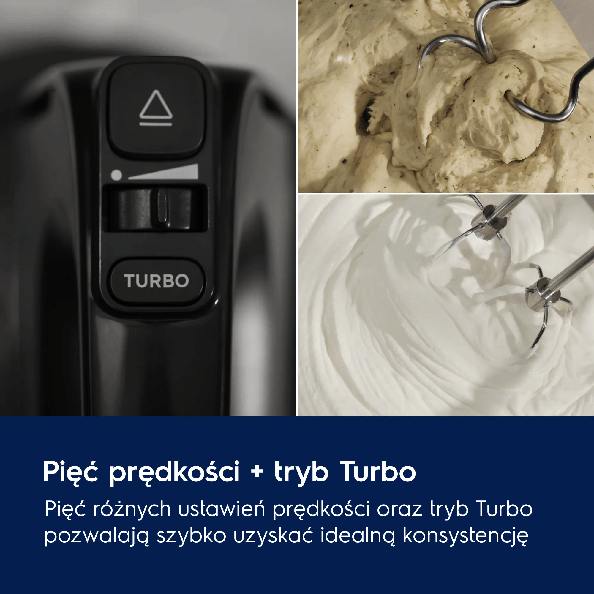 Mikser ręczny ze sterowaniem prędkością i przyciskiem turbo, ciasto i śmietana.
