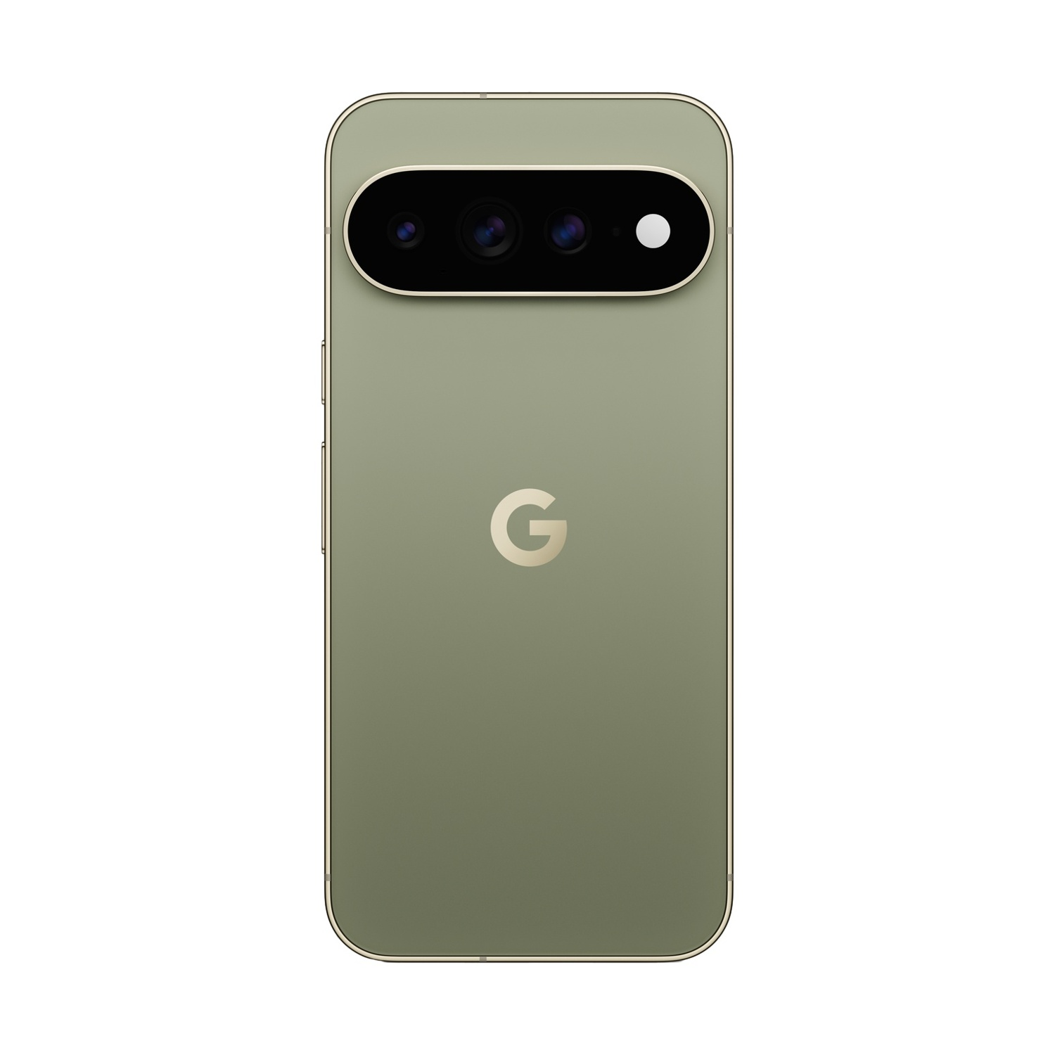 Retro di un Google Pixel 7 Pro verde salvia con barra fotocamera e logo G.