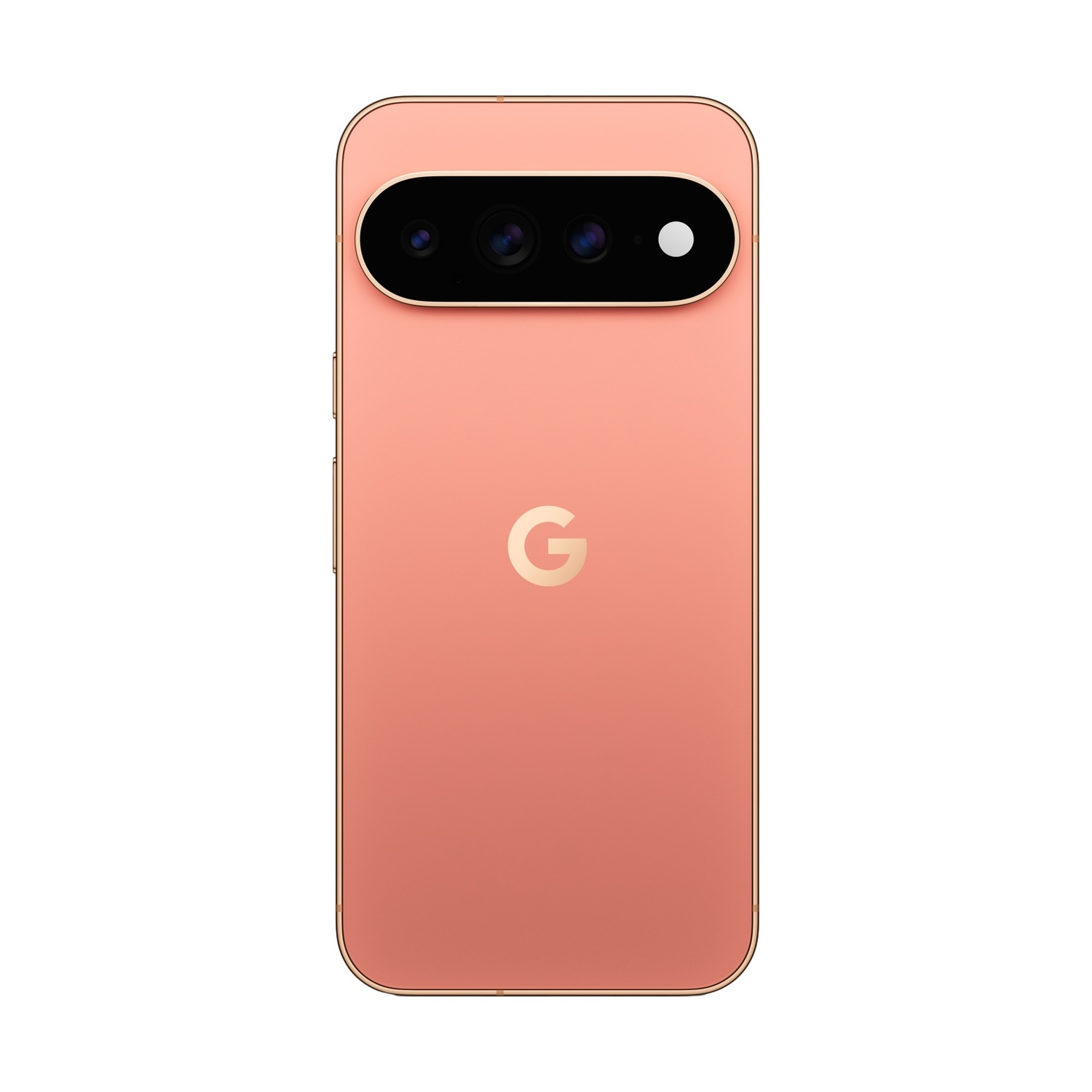 Retro smartphone color corallo con barra fotocamera e logo Google.