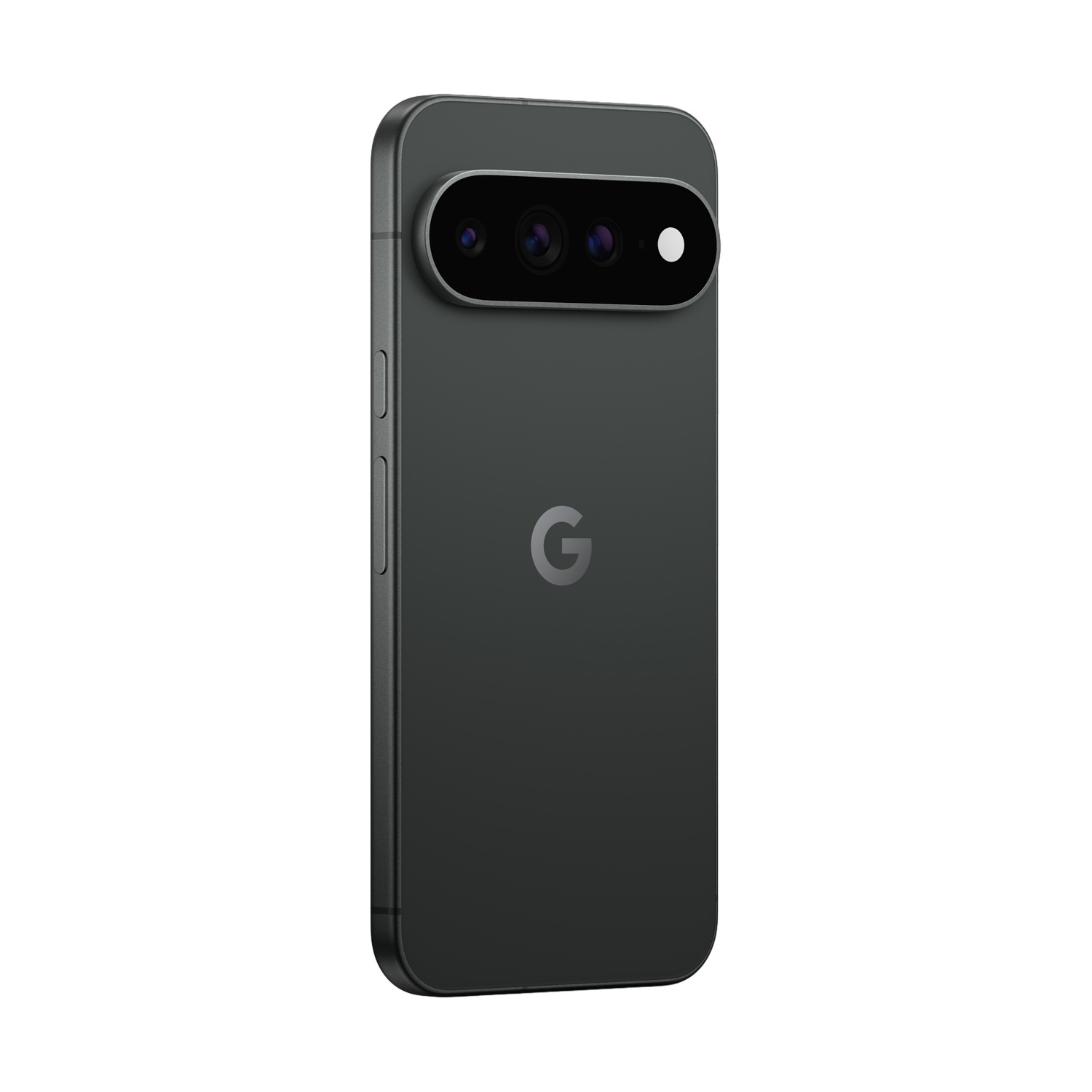Uno smartphone Google Pixel nero con tre fotocamere e un flash sul retro.