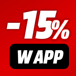 15% zniżki na WAPP. Czerwone tło.
