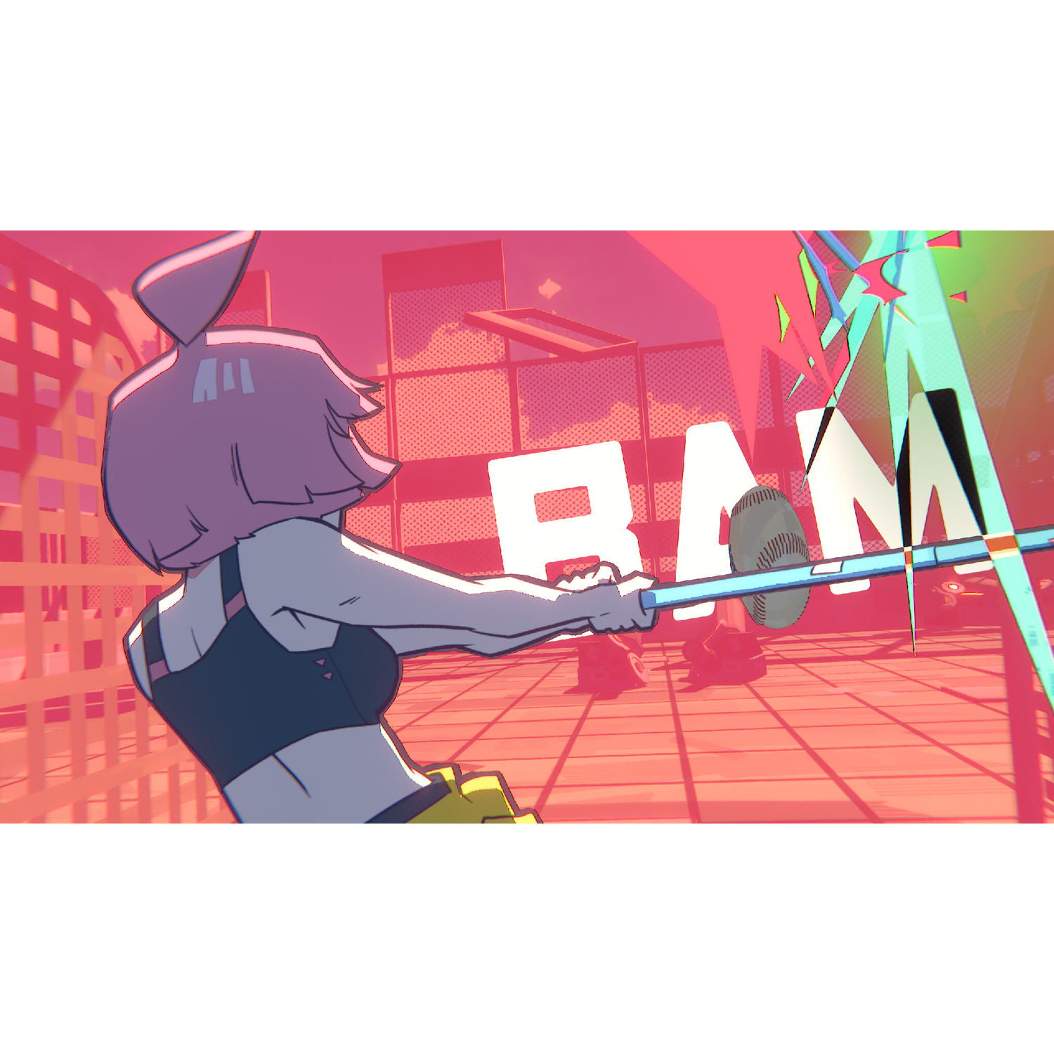 Anime character with pink hair pulls a staff that shatters.