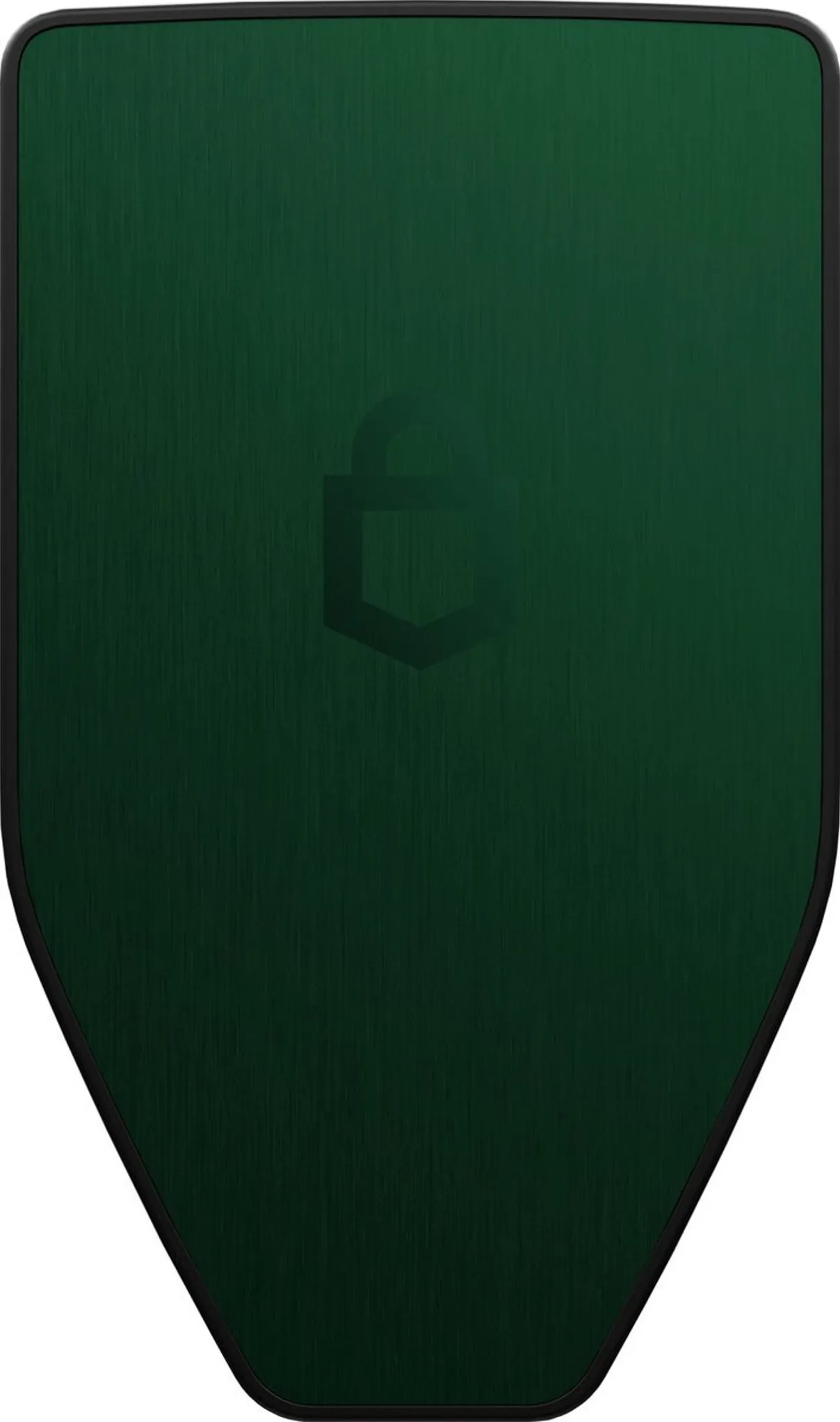 Bouclier vert foncé avec bordure noire et symbole de cadenas plus foncé.
