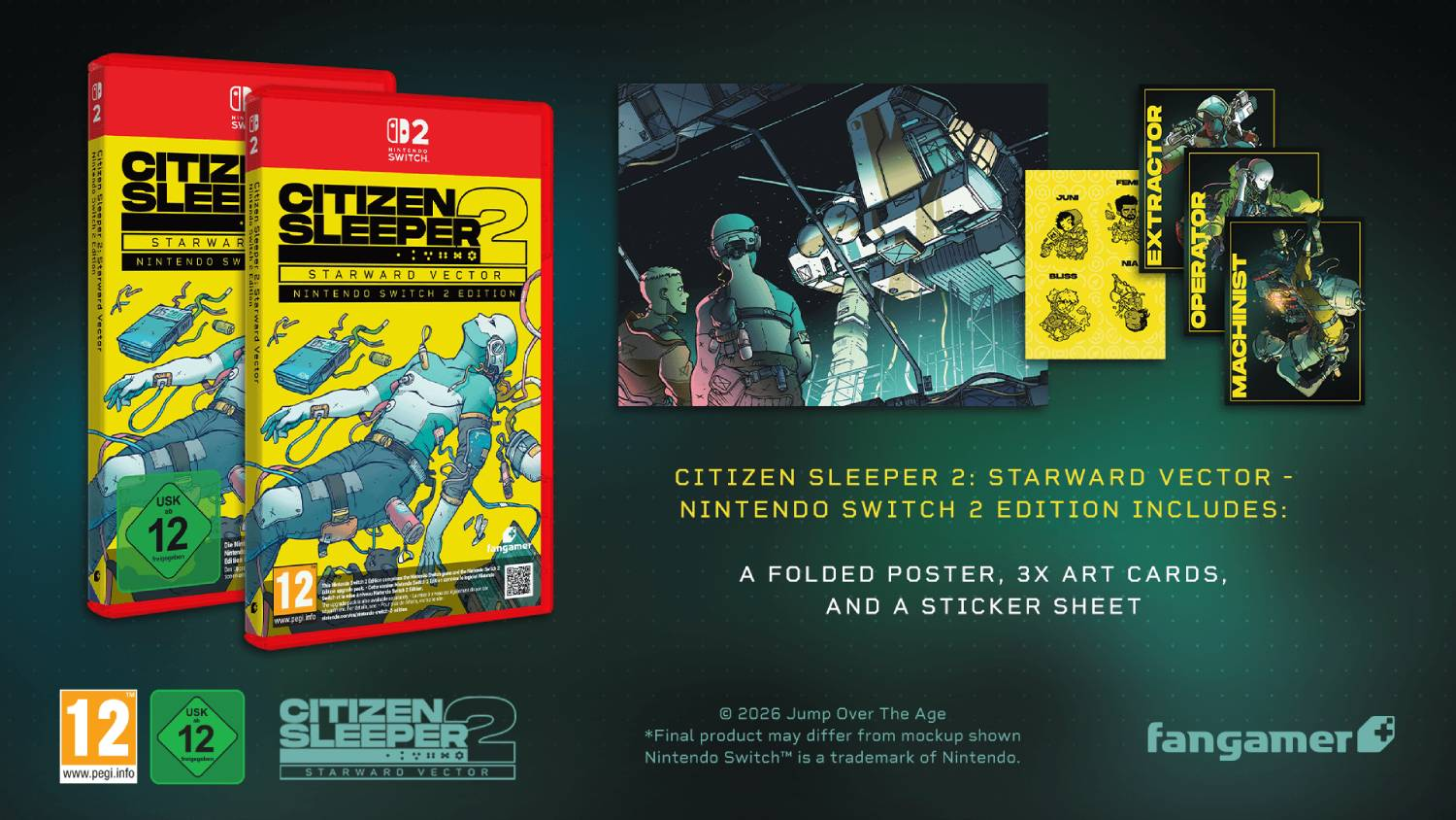 Caja del juego Citizen Sleeper 2, tarjetas de arte, póster y pegatina para Nintendo Switch.
