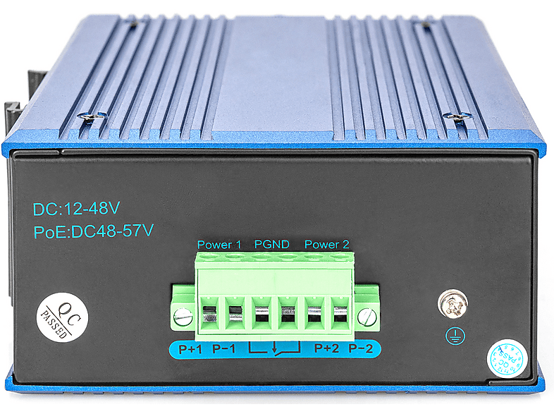 DIGITUS 8 Port Gigabit Netzwerk Switch, Industrial, Unmanaged, 10/100/1000Base-TX, Blau/Grau; Switch----Switch — Foto 2 von 2