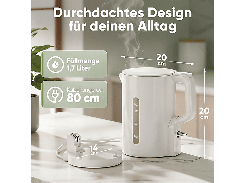 Clatronic WK 3835 Wasserkocher (Weiß, 1.7 l, 900 Watt) — Foto 2 von 5