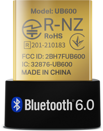 Arany adapter Bluetooth 6.0 logóval, UB600 modell.